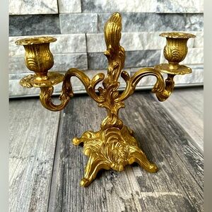 Vintage Mid-Century Italian Art Nouveau  Style Brass Candelabras